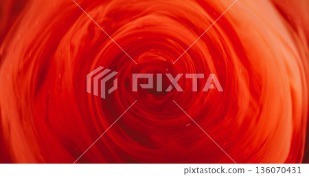 Paint vortex. Orange swirl vapor. Defocused bright red color glitter acrylic fume smoke round texture twirl on abstract light background. Paint vortex. Orange swirl vapor. Defocused bright red color glitter acrylic fume smoke round texture twirl on abstract light background. 136070431