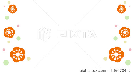 Orange flower and dot frame 136070462