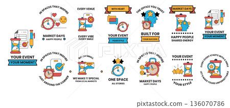 The image is a collection of different clock designs The image is a collection of different clock designs 136070786