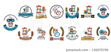 A collection of time-related badges and symbols A collection of time-related badges and symbols 136070790