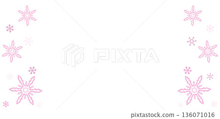 A frame with pale pink snowflakes on both sides 136071016