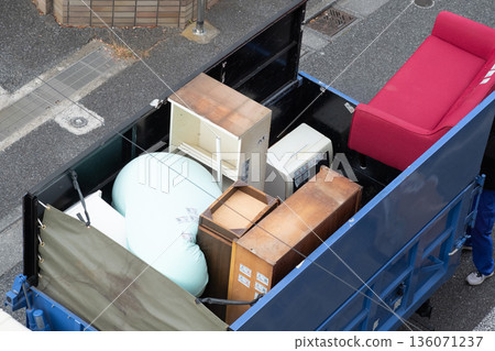 Image of bulky waste being transported by truck 136071237