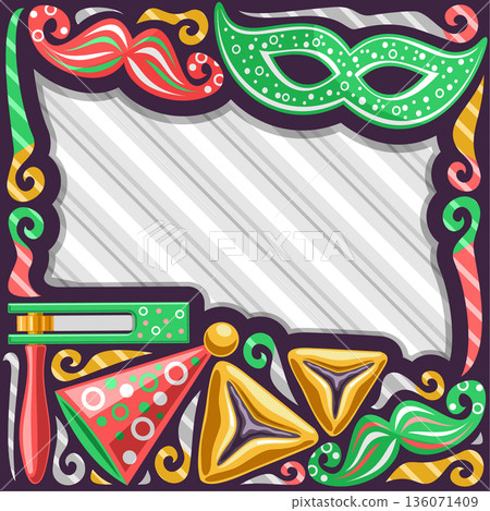 Vector frame for Purim holiday with copy space for text Vector frame for Purim holiday with copy space for text 136071409