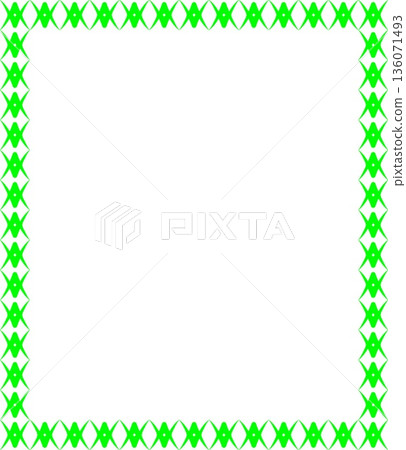 Vibrant Lime Green Border Design Featuring Repeating Four-Pointed Geometric Starburst Motifs Arranged in a Square Frame for Decorative Layouts and Digital Invitations 136071493
