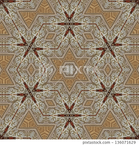 Design features an elegant wooden carved pattern inspired by traditional craftsmanship. Intricate relief and natural wood textures add warmth and depth, ideal for tiles, flooring, wall covering Design features an elegant wooden carved pattern inspired by traditional craftsmanship. Intricate relief and natural wood textures add warmth and depth, ideal for tiles, flooring, wall covering 136071629
