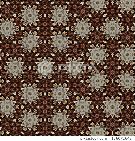 Design features an elegant wooden carved pattern inspired by traditional craftsmanship. Intricate relief and natural wood textures add warmth and depth, ideal for tiles, flooring, wall covering 136071642