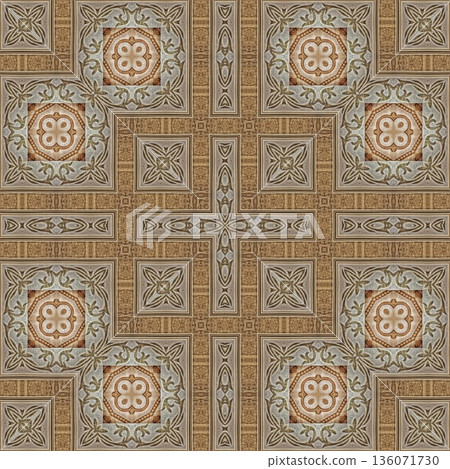 An elegant wooden carved design inspired by traditional craftsmanship, featuring detailed relief textures that add warmth and depth. Perfect for tiles, flooring, wall coverings, packaging, and furnish An elegant wooden carved design inspired by traditional craftsmanship, featuring detailed relief textures that add warmth and depth. Perfect for tiles, flooring, wall coverings, packaging, and furnish 136071730