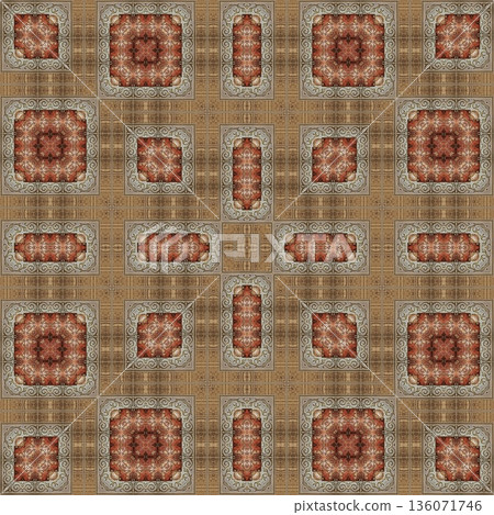 An elegant wooden carved design inspired by traditional craftsmanship, featuring detailed relief textures that add warmth and depth. Perfect for tiles, flooring, wall coverings, packaging, and furnish 136071746
