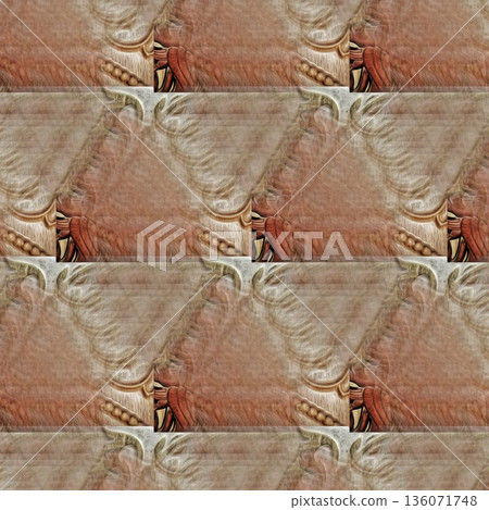 An elegant wooden carved design inspired by traditional craftsmanship, featuring detailed relief textures that add warmth and depth. Perfect for tiles, flooring, wall coverings, packaging, and furnish 136071748