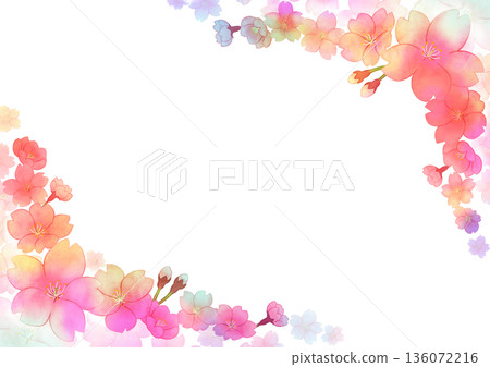 Watercolor style colorful cherry blossom frame 136072216