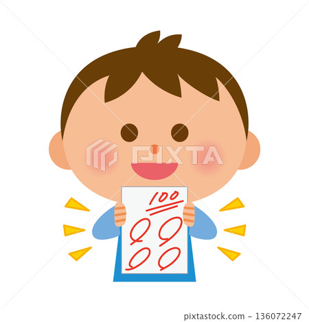 孩子對考試得100分感到高興 孩子對考試得100分感到高興 136072247