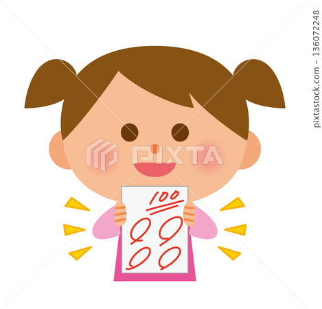 A child is happy with a test score of 100 points 136072248