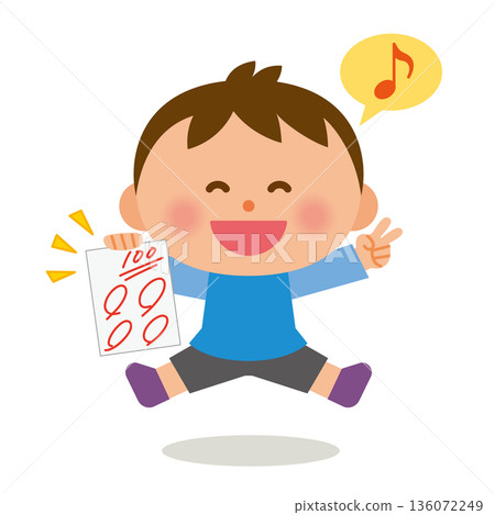 A child happy with a perfect score on a test 136072249
