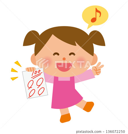 A child happy with a perfect score on a test 136072250