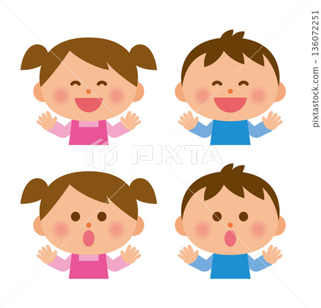 驚訝的孩子伸出雙臂 136072251