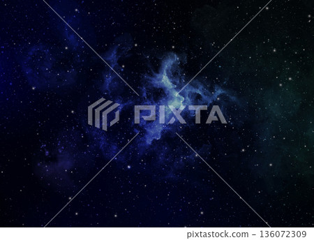 Blue galaxy space atmosphere with stars on dark background 136072309