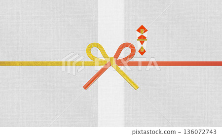 現代日本紙張，搭配金色和紅色水引，用於反覆慶祝的“兩はらます” 136072743
