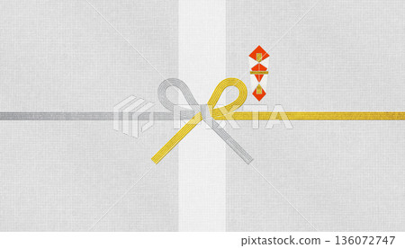 Modern Japanese paper and gold and silver Mizuhiki, "Ryowana Musubi" for repeated celebrations Modern Japanese paper and gold and silver Mizuhiki, "Ryowana Musubi" for repeated celebrations 136072747