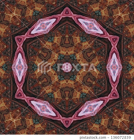 Abstract floral design features a pattern with rich textures and relief details. Soft pink, earthy brown, and muted blue tones add depth, making it ideal for textiles, wallpaper and fashion prints Abstract floral design features a pattern with rich textures and relief details. Soft pink, earthy brown, and muted blue tones add depth, making it ideal for textiles, wallpaper and fashion prints 136072839
