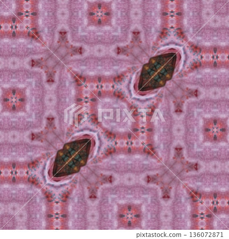 Abstract floral design features a pattern with rich textures and relief details. Soft pink, earthy brown, and muted blue tones add depth, making it ideal for textiles, wallpaper and fashion prints 136072871