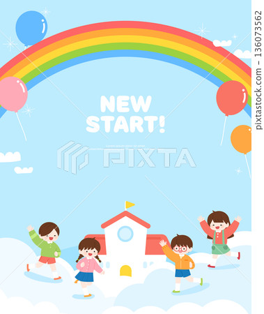 New Semester Children Student Illustration Template 136073562