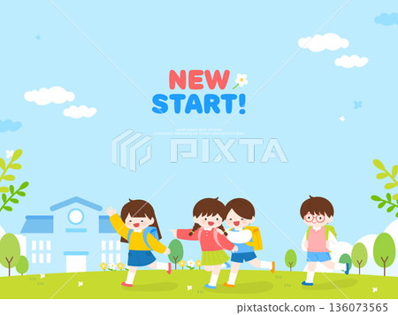 New Semester Children Student Illustration Template New Semester Children Student Illustration Template 136073565