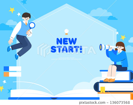 New Semester Children Student Illustration Template 136073568