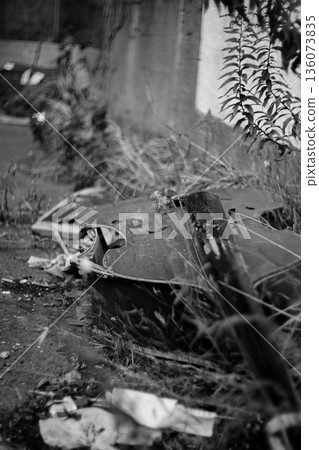 Broken stringed instrument in a ruined place Broken stringed instrument in a ruined place 136073835