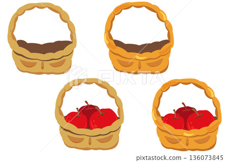 Set of illustrations of apples in a basket 136073845