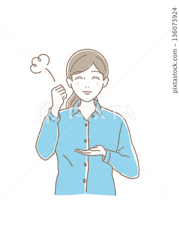 A young woman clapping her hands in agreement, inspiration, brilliant idea, solution, understanding, vector illustration A young woman clapping her hands in agreement, inspiration, brilliant idea, solution, understanding, vector illustration 136073924
