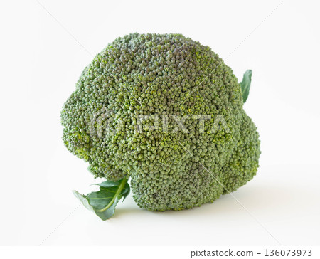 Purple-tinged broccoli, a green and yellow vegetable 136073973