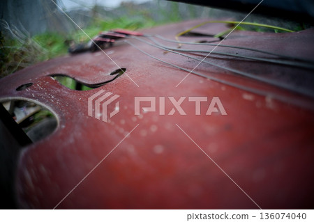 廢墟中破損的弦樂器 136074040