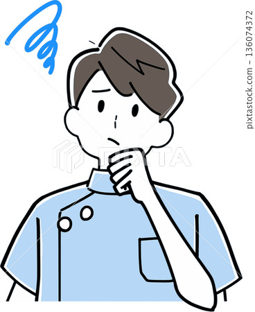 一位憂心忡忡、不知所措的男護士的插圖 一位憂心忡忡、不知所措的男護士的插圖 136074372