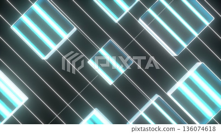 Bright neon linear geometric shape. Computer generated 3d render Bright neon linear geometric shape. Computer generated 3d render 136074618