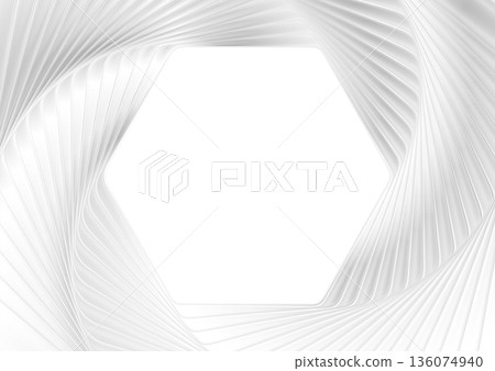White glossy hexagons abstract futuristic tech pattern background 136074940