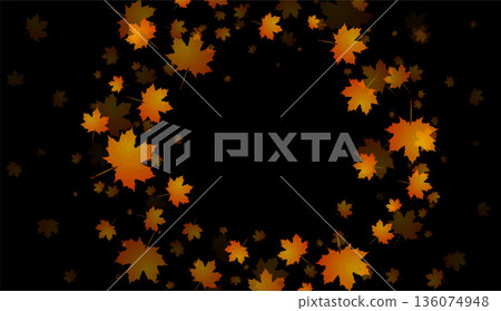 Bright orange autumn fall abstract circular background with maple leaves 136074948