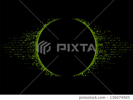 Green pixelated circle minimal abstract geometric background 136074985