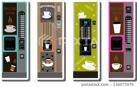big colored set different types coffee machine 136075076