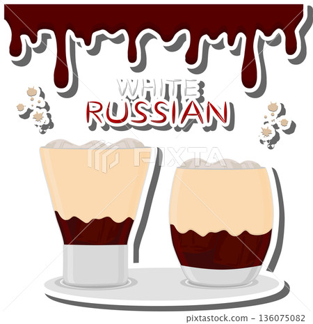 Bright alcohol cocktail white russian from coffee 136075082