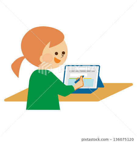 學生使用平板電腦上課 插圖 136075120
