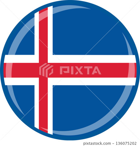 Iceland national round circle flag emblem official icon Iceland national round circle flag emblem official icon 136075202