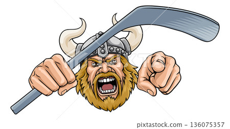 Viking Ice Hockey Sports Team Mascot Man Viking Ice Hockey Sports Team Mascot Man 136075357