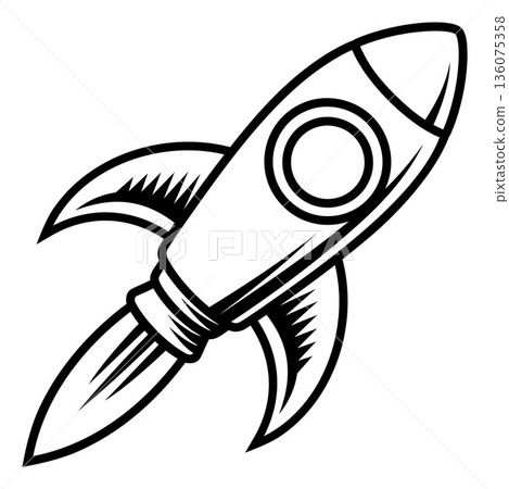 Space Rocket Ship Spaceship Rocketship Cartoon 136075358