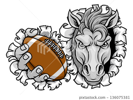 Horse Mustang Stallion Football Sports Team Mascot 136075381