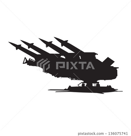 anti-aircraft missile Launch silhouette anti-aircraft missile Launch silhouette 136075741