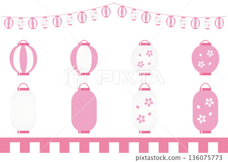 春季節日燈籠插畫集 136075773