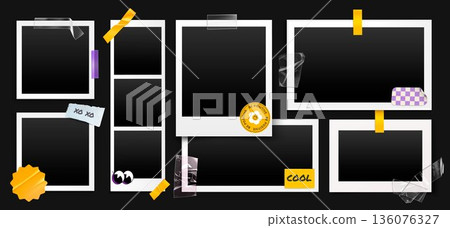 Vintage photo collage, paper frames, adhesive tape Vintage photo collage, paper frames, adhesive tape 136076327
