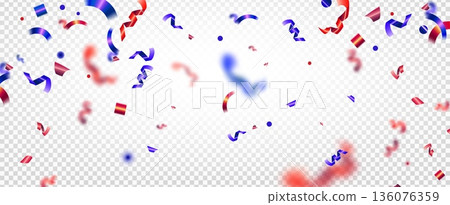American confetti border with red and blue ribbons American confetti border with red and blue ribbons 136076359
