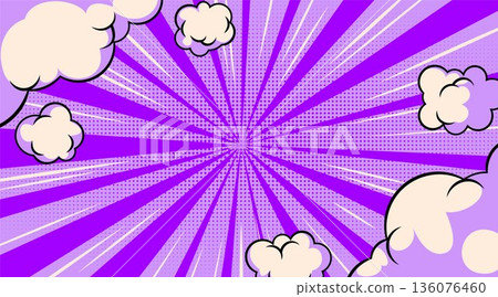 Comic book bursting sky background with clouds Comic book bursting sky background with clouds 136076460