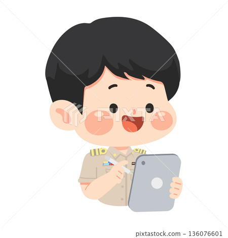 Teacher Illustration of a Man Using a Tablet 136076601